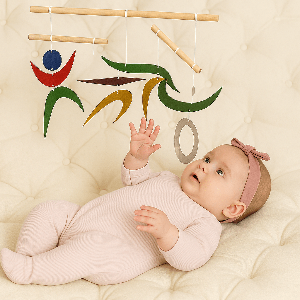 Bébé avec Mobile Montessori danseur