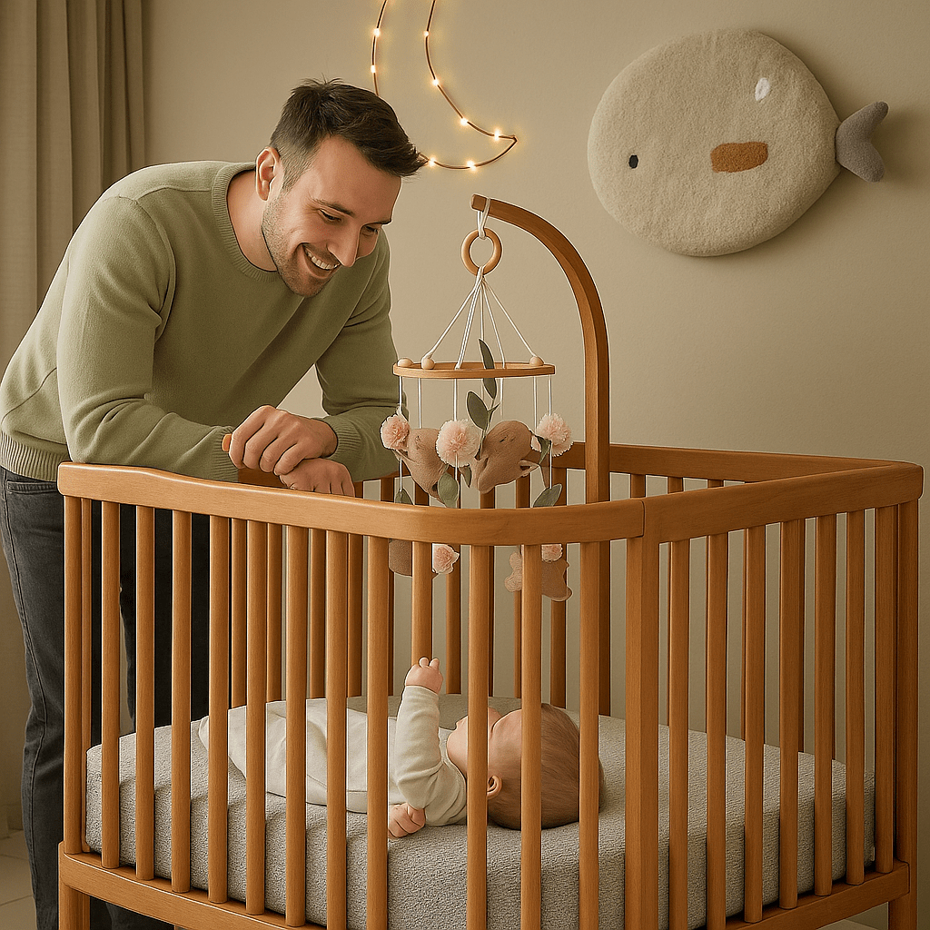 mobile bebe Papa et bébé en complicité